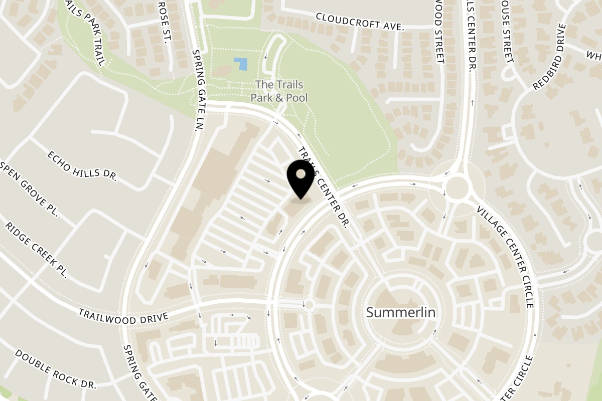 Map showing the location of Thai Wok ToGo on 1910 Village Center Cir Ste #3 in Las Vegas